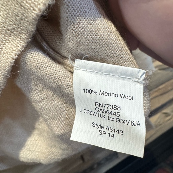 J. Crew Tan 100% Merino Wool Crewneck Shoulder Zip Long Sleeve Sweater Size XS - Picture 5 of 7